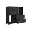 Commode Hetzs, quatre tiroirs, deux tablettes ouvertes, finition wengé noir