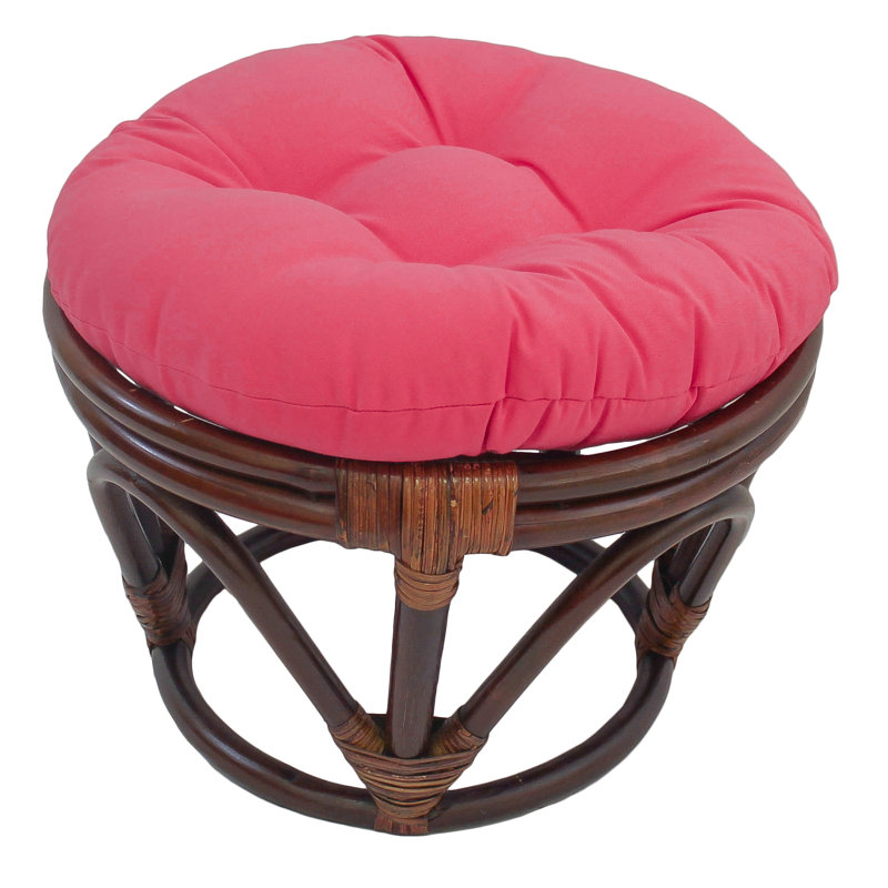 Wanamingo Upholstered Ottoman, Cotton Twill/Bery Berry