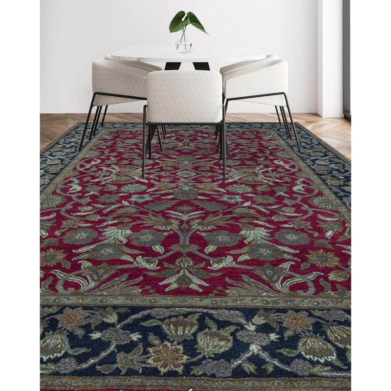 Suruchi Wool Oriental Area Rug in Red/Black, Rectangle 8'1" x 9'10"