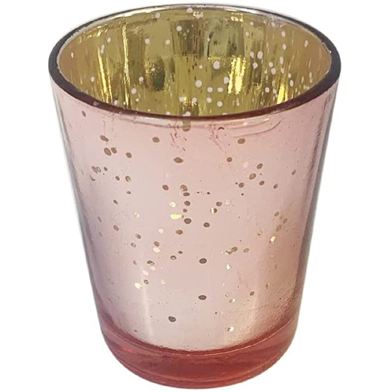 Ensemble de 7 bougeoirs en verre au mercure rose doré Hosley d'une hauteur de 2,65 pouces. Finition de style mercure tacheté, cadeau idéal pour les mariages, les noces, les fêtes, les décorations pour la maison, le bureau et le spa