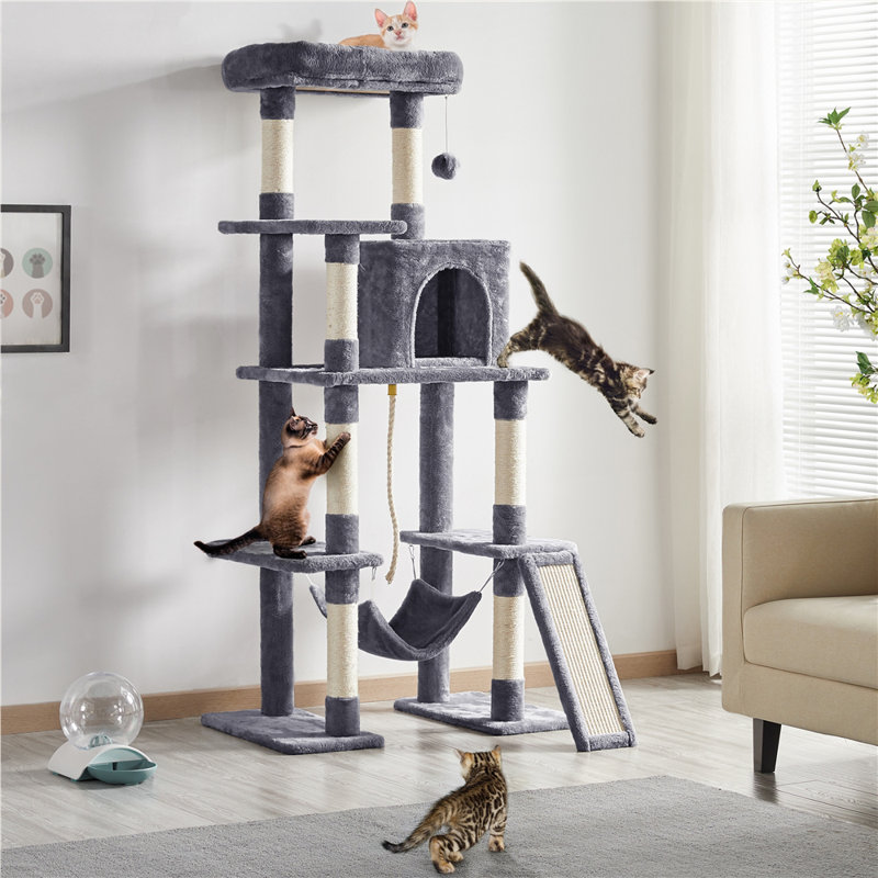 color Large Multi-Purpose Cat Tower, Dark Grey