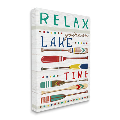 «Relax Lake Time Rustic Oars» par Elizabeth Tyndall - art textuel sur toile tendue