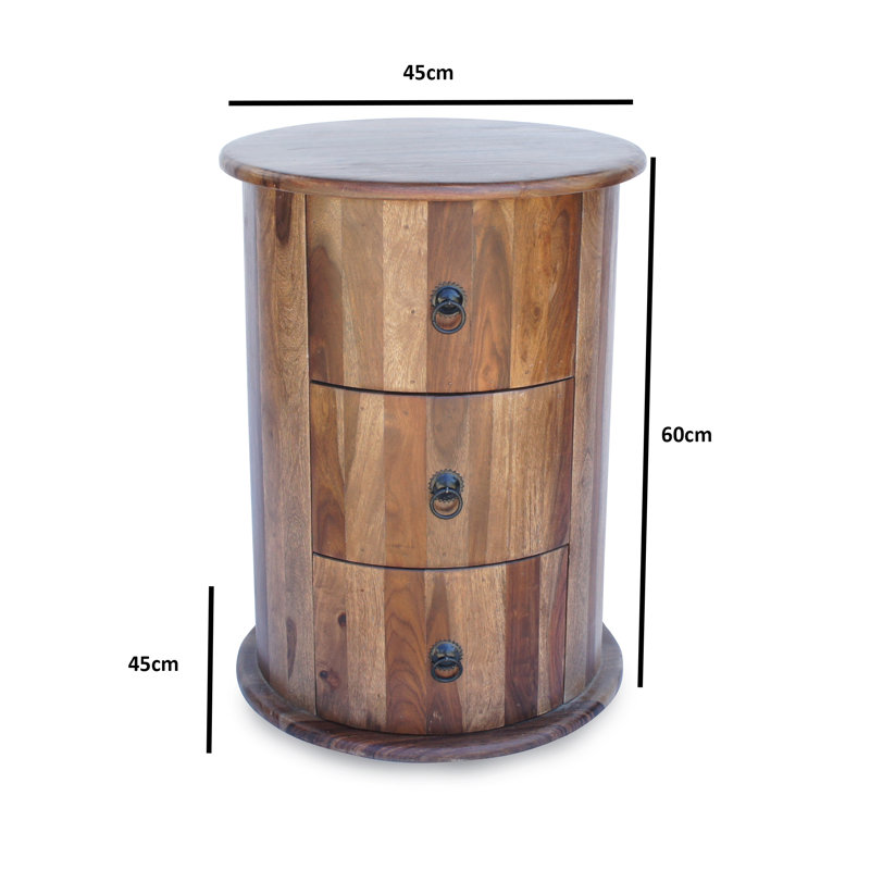Galgano Solid Wood Drum End Table