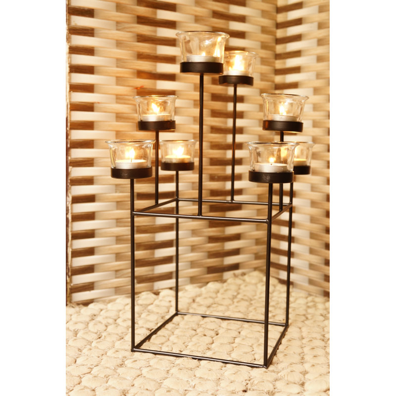 15.7'' H Glass Tabletop Candelabra