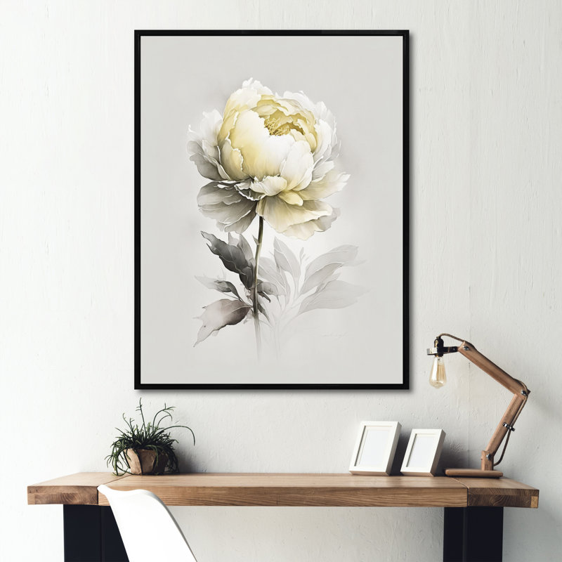 «Dahlia Flower V», reproduction sur toile, L 16 po x H 32 po, Toile avec cadre flottant noir