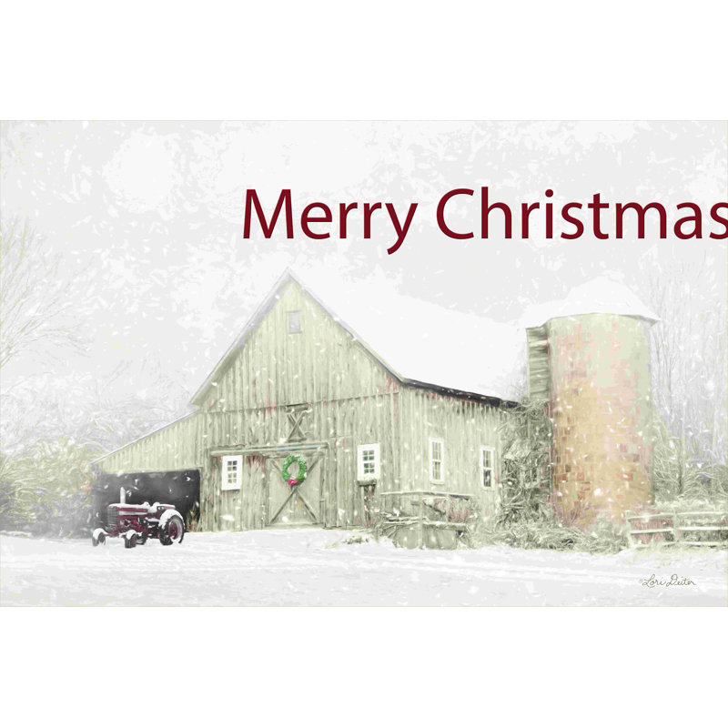 «Merry Christmas Farm» par Lori Deiter - reproduction d'art sur toile tendue, H 32 po x l 48 po