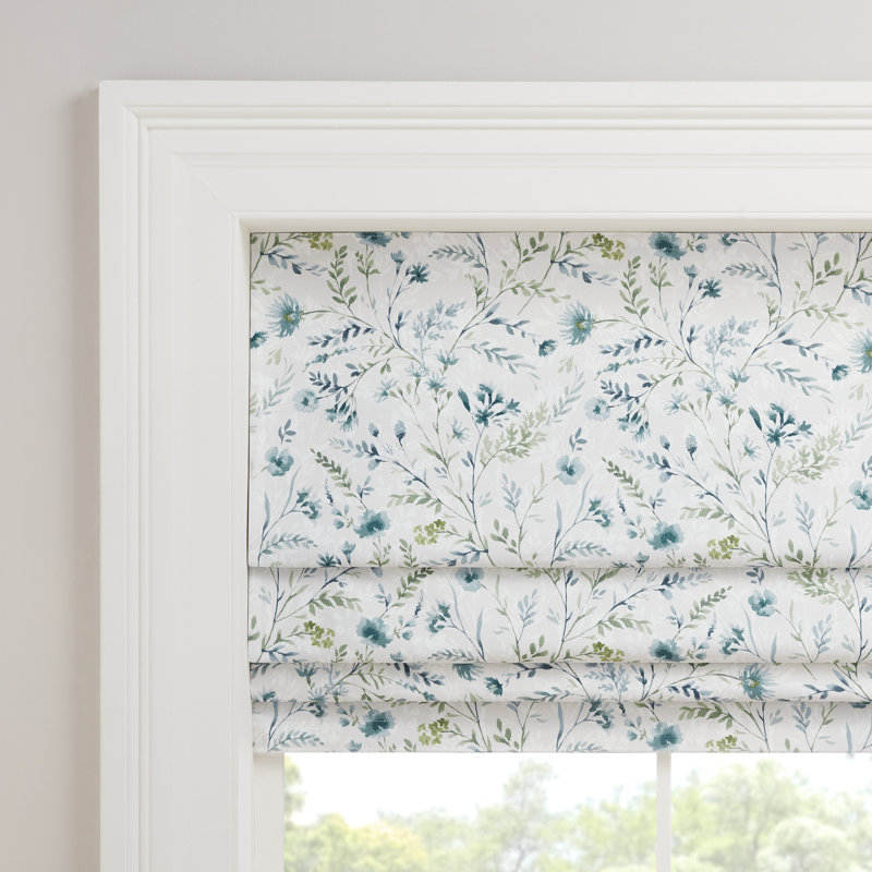 Marine Botanical Blackout Cordless Roman Shade 64x35