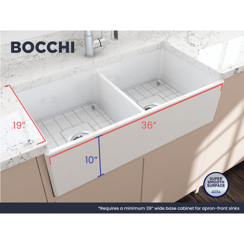 36'' L Kitchen Sink, Glossy White
