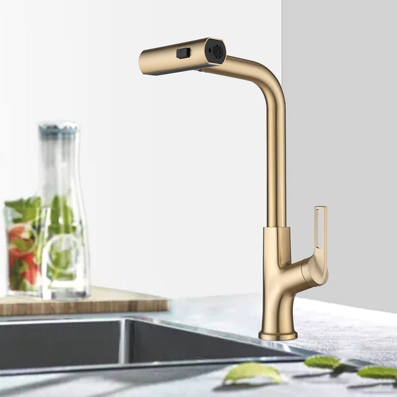 Kitchen Waterfall Faucet With Pull Down Sprayer, Single Handle Kitchen Sink Faucet With Pull Out Sprayer, 360° Rotating Kitchen Faucet