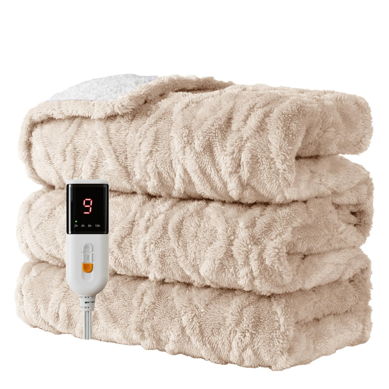 Heated Throw Blanket, Beige