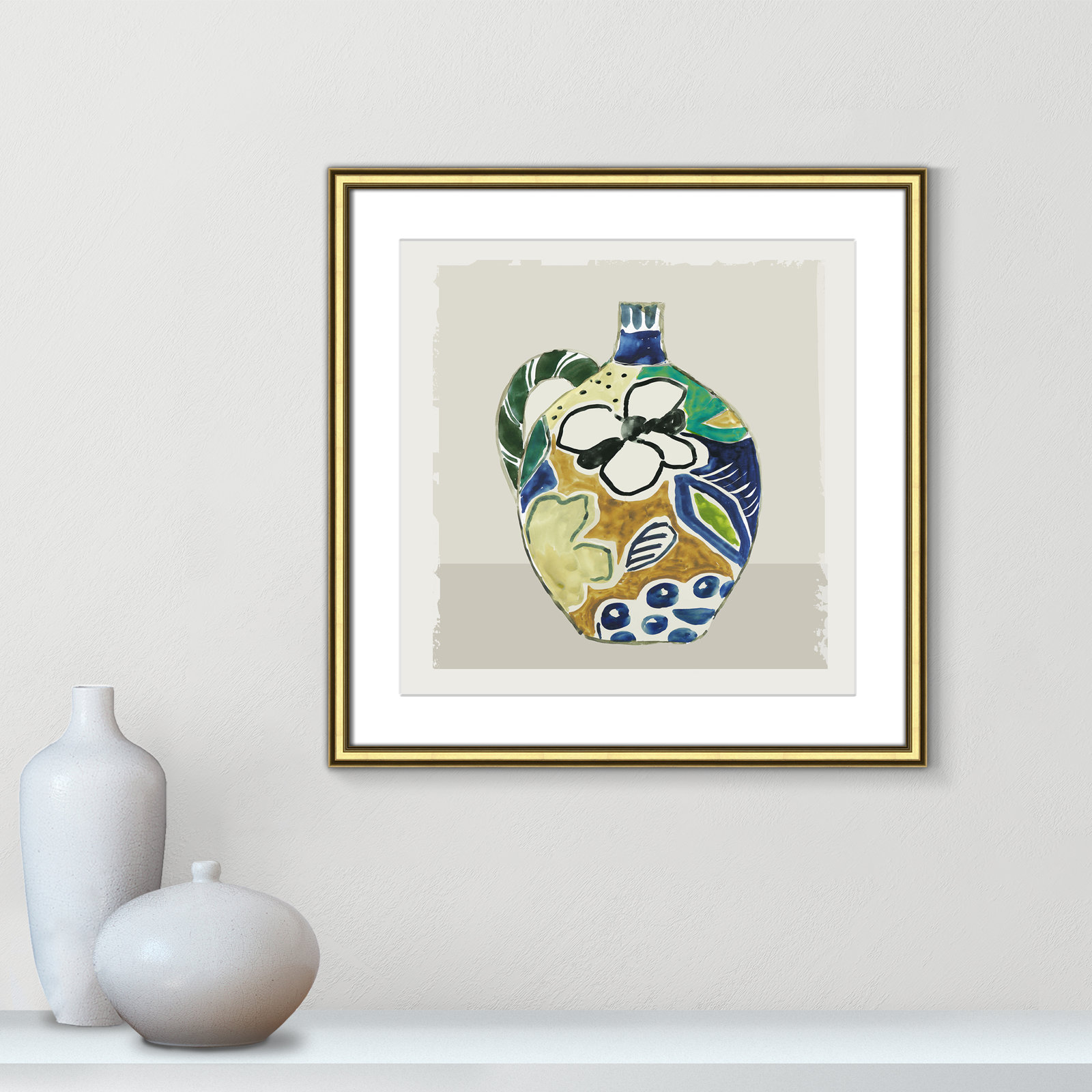 Picasso Vase by Aimee Wilson, 18.25" H x 18.25" W x 0.88" D, Gold