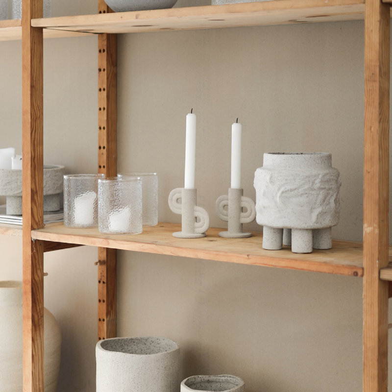 Bougeoir de table en céramique Shun, Sable