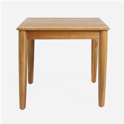 Ensemble rustique en bois d'acacia: 2 chaises en corde + table d'appoint à lattes pour l'extérieur