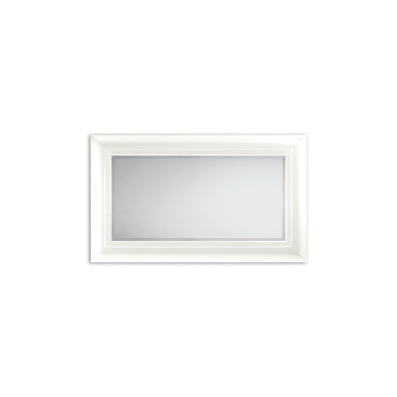 Double Season Flat Beveled Wall Mirror, Off White