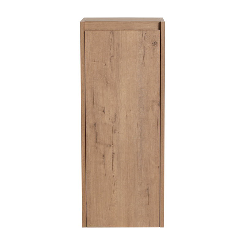 Armoire de rangement flottante murale pour salle de bain avec tablette et porte, finition bois naturel