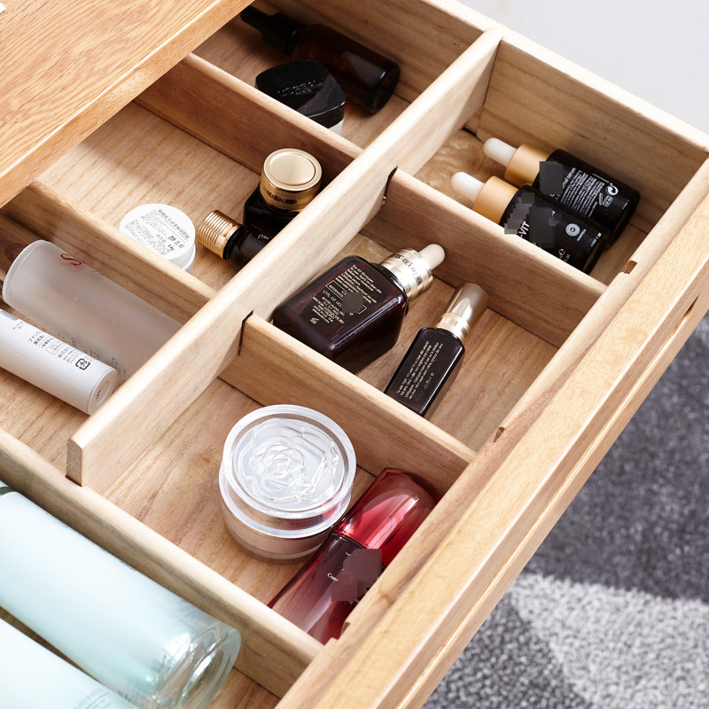 Compact Dresser With Storage, 29.8In Height, 13.78In Package Height Natural Wood Top, 24.28In Depth, Oak Color