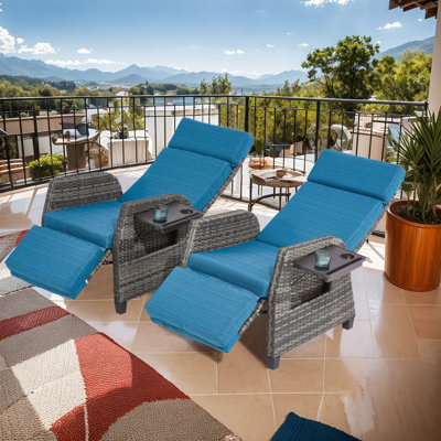 Chaise de patio inclinable d'extérieur réglable avec coussins (2 pièces)
