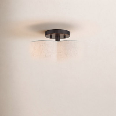 Copper Linen Blend Semi Flush Mount