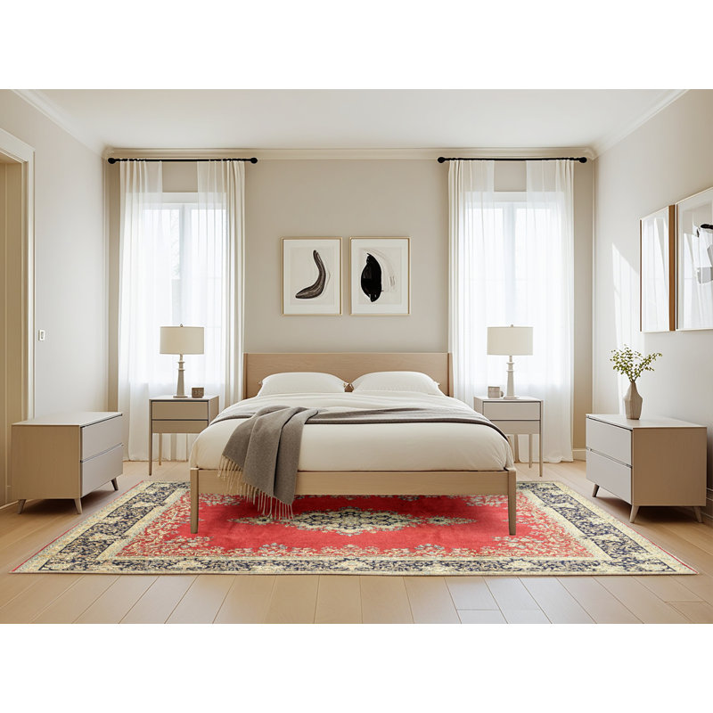 Tapis décoratif rouge à motif oriental Missy, Rectangle 5 pi x 8 pi