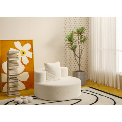 Upholstered Chaise Longue Indoor,39.4" Wide Seat Comfy Teddy Fabric Single Sofa Chair,Modern Solid Wood Recliner For Living Room Bedroom Apartment by Latitude Run