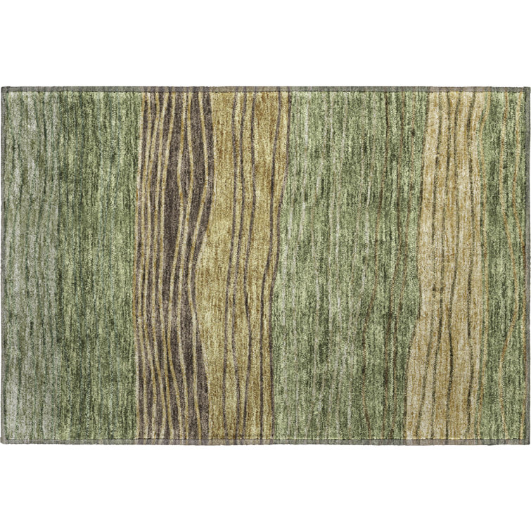 Premium Machine Washable Tweedy Olive Rug