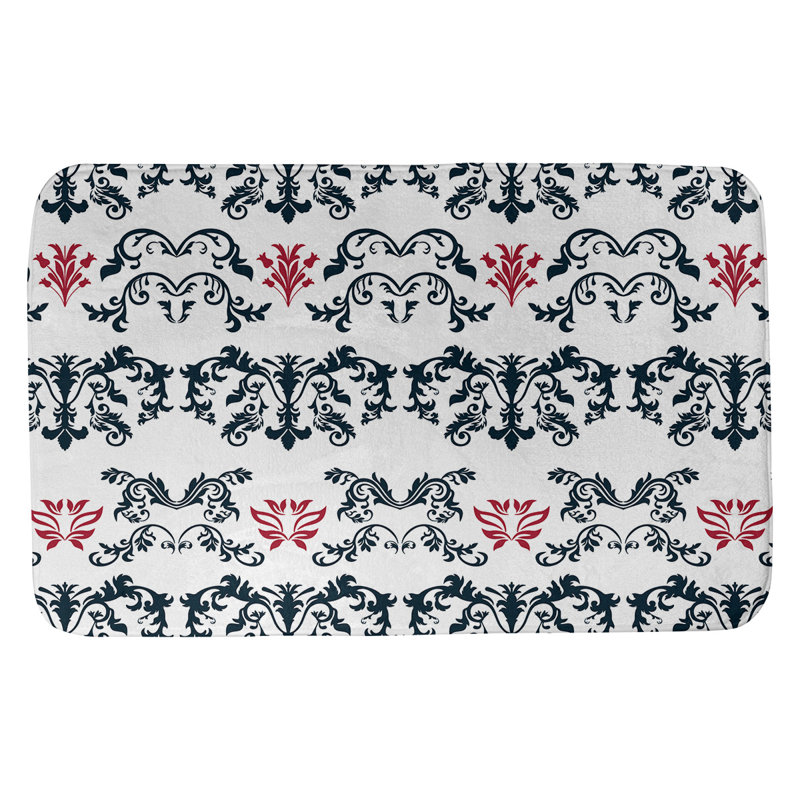 Tapis pour salle de bain Houston, l 21 po x L 34 po, Bleu foncé acier / blanc / rouge bataille