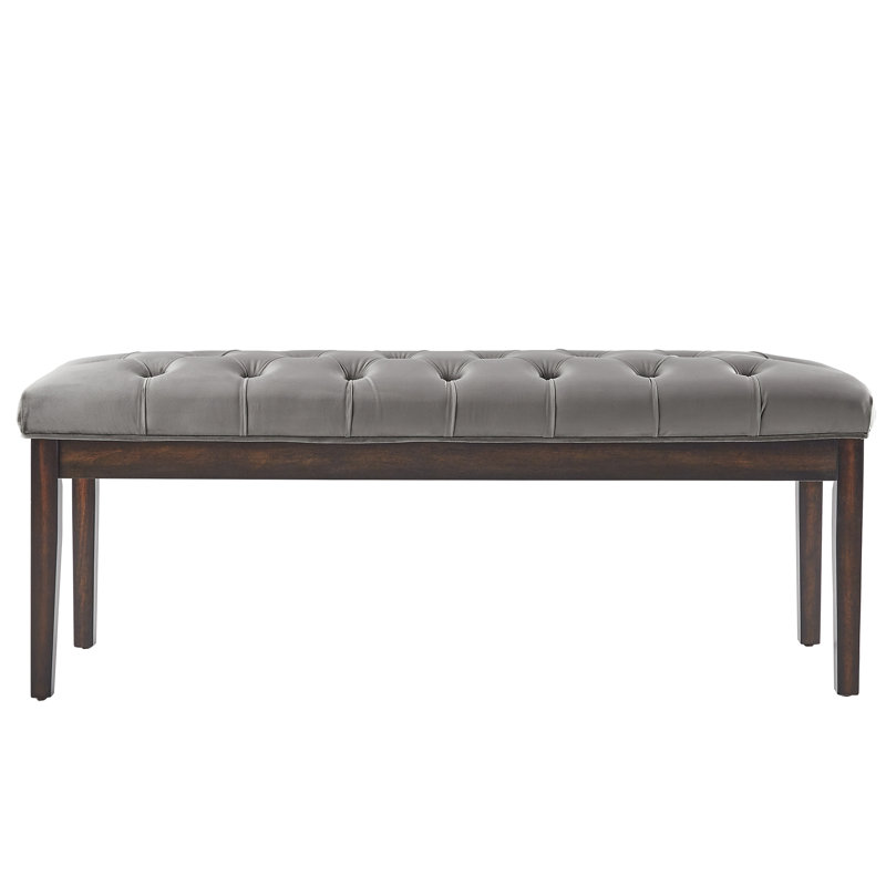 Banc en bois Dukinfield, Velours gris, Espresso