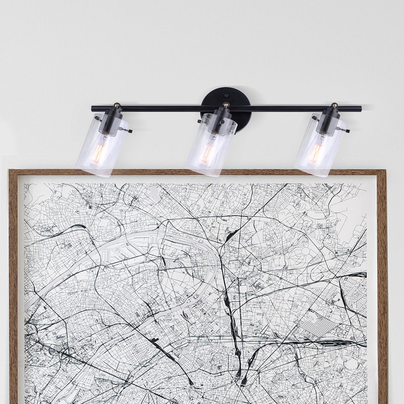 Joni Matte Black 24" Track Lighting Kit with Clear Glass Shades