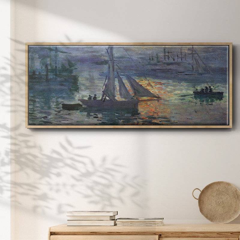 «Sunrise at Sea» par Monet - toile encadrée, H 20 po x l 50 po