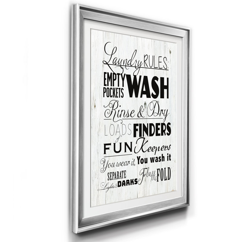 Laundry Laundry - Reproduction d'art textuel sur papier encadré, Argent, H 26,5 po x l 36,5 po x P 1,5 po