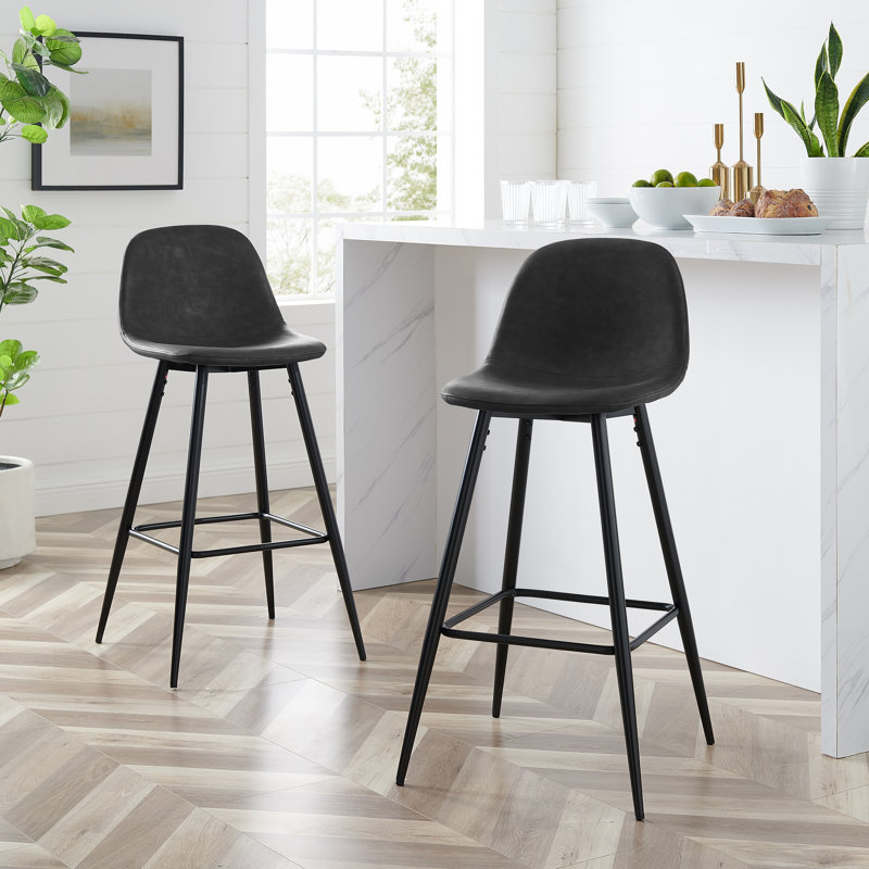 Tabouret de comptoir 25,25 po Lulu, Noir patiné, Tabouret de bar (siège d'une hauteur de 29 po)