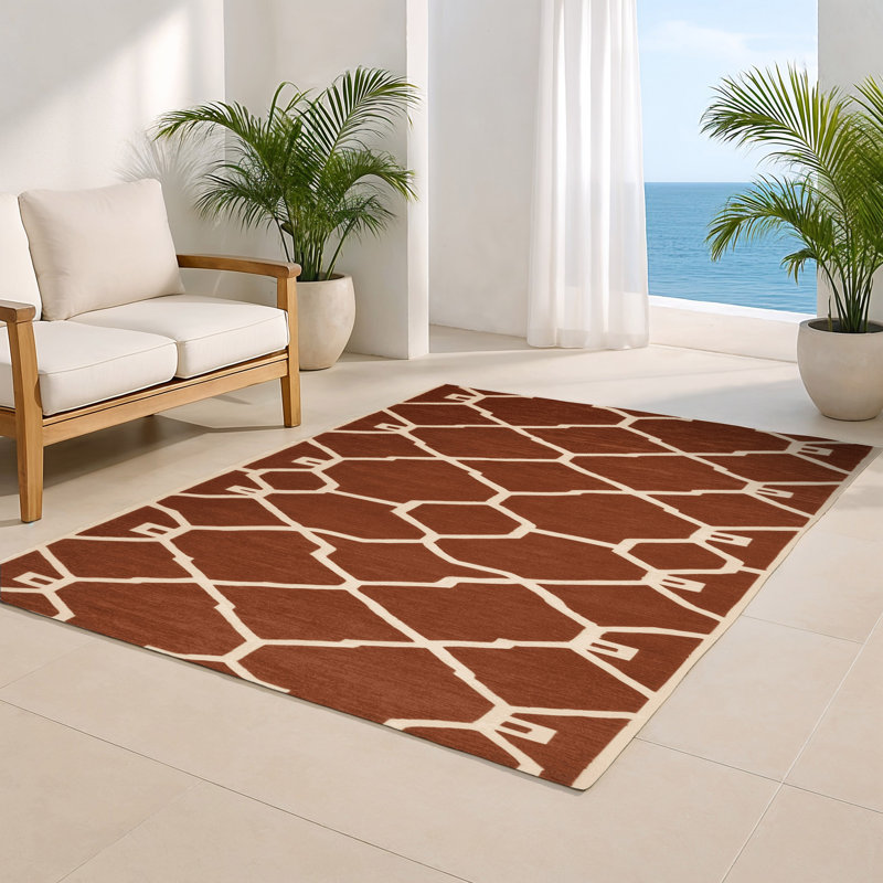 Tapis brun intérieur et extérieur Trellis, Rectangle 4pi x 6 pi