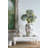 White Ceramic Accent Vase With Gray Floral Design-1308724192
