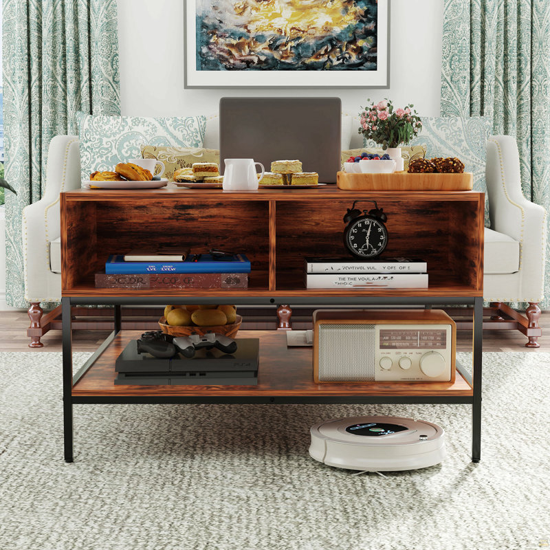 Table basse à plateau rabattable avec rangement - 31,5 po avec couvercle escamotable et compartiment caché