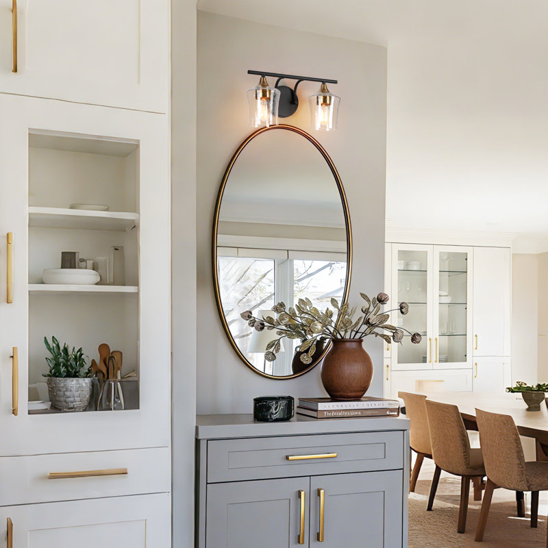 Balendran 2-Light Dimmable Vanity Light-Seeded Glass, Seeded Glass