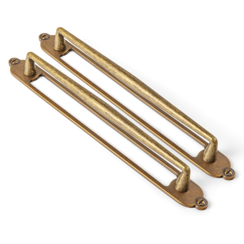 Solid Spindle Bar Pull With Backplate(G025) Multipack, 7 3/5", Antique Brass