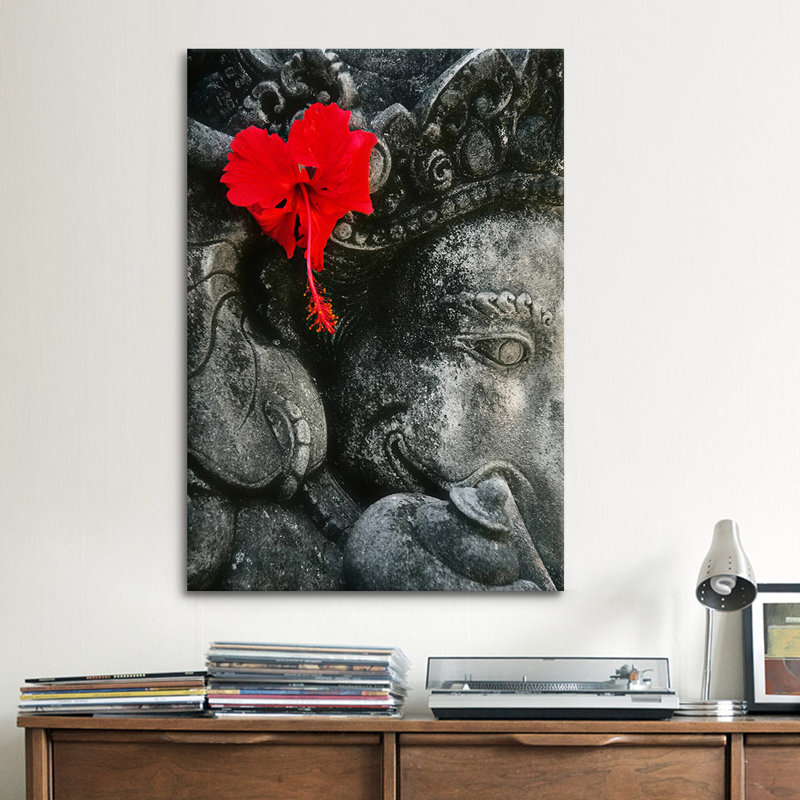 Statue Ganesh God Hindu God - estampe numérique sur toile tendue avec châssis, H 26 po x l 18 po x P 1,5 po