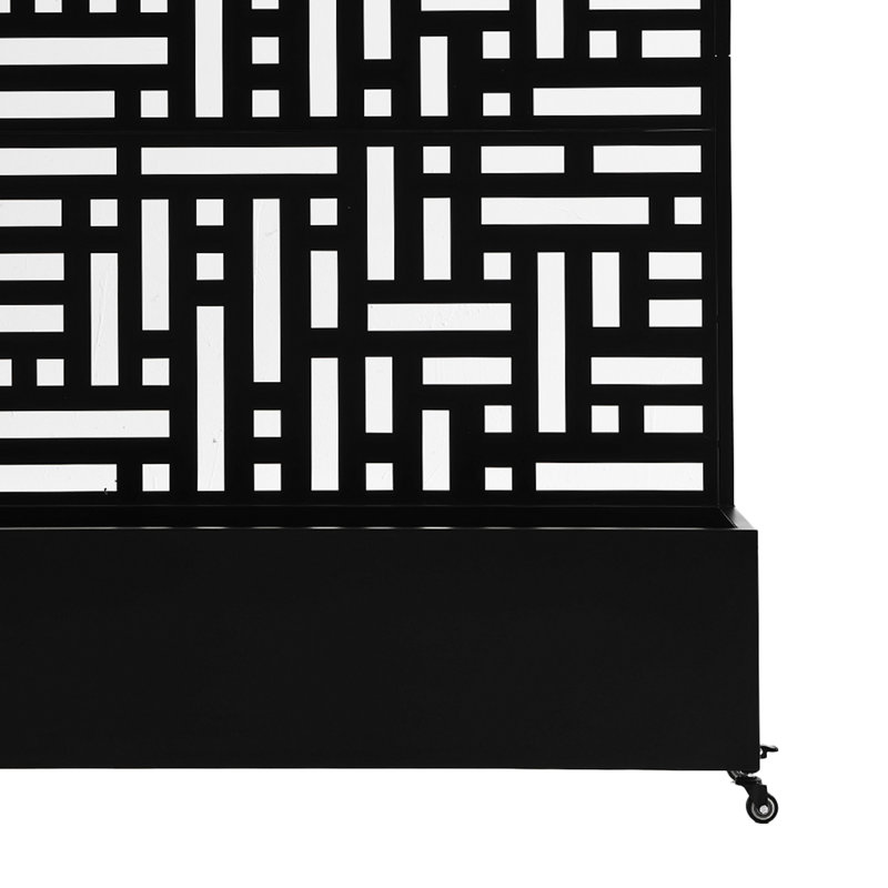 Boîte à fleurs en métal avec treillis et roues Ainsley, H 70,8 po x l 47,2 po x P 15,7 po, Noir