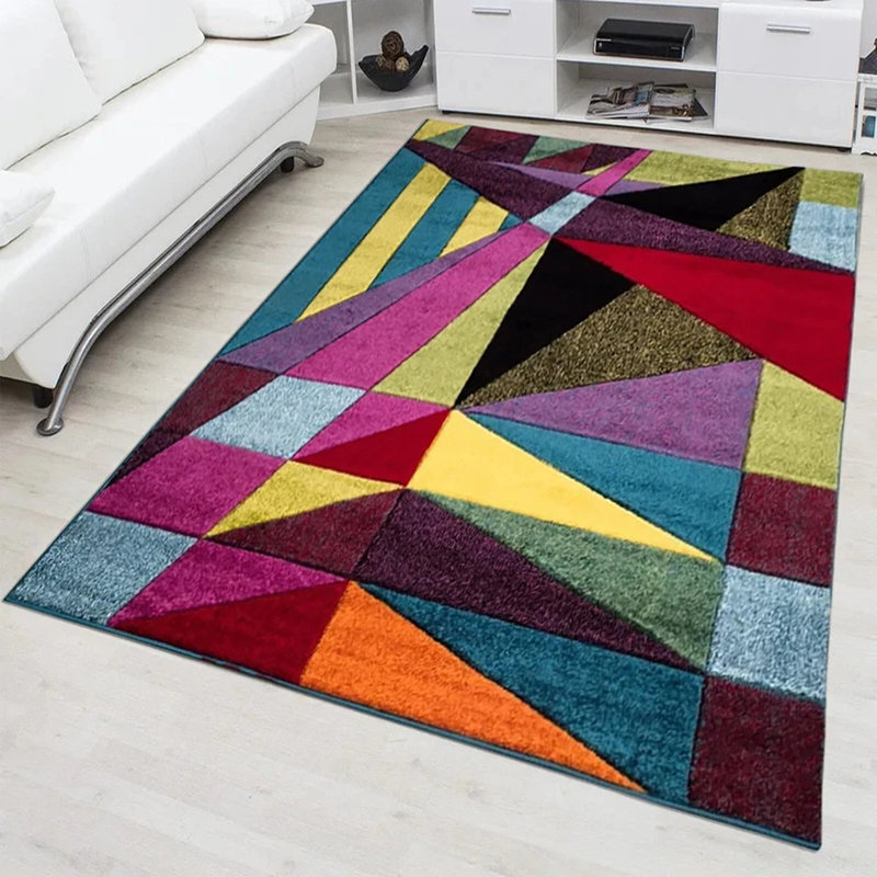 Polygon Geometric Polypropylene Rug – Non-Slip, Durable Floor Mat for Living Room, Rectangle 160 x 230cm