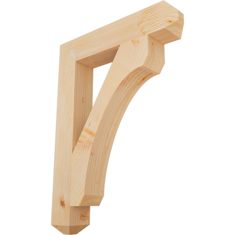 H Support en bois / corbeau, H 30 po x l 3,5 po x P 22 po, Douglas (lisse)