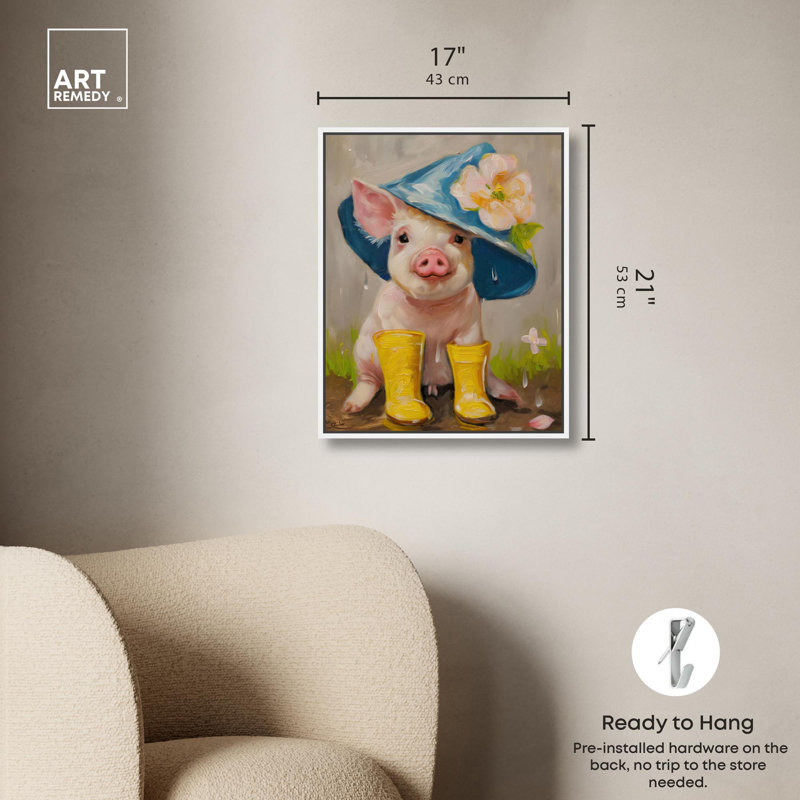 «Tiny Trotter», art animalier mignon par , H 21 po x l 17 po, Cadre flottant blanc