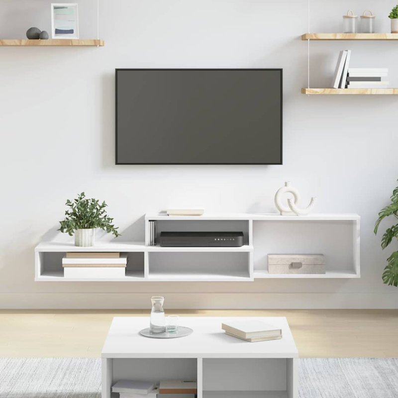 Unfinished TV Stand, 28.5cm H x 150cm L x 25cm W, White