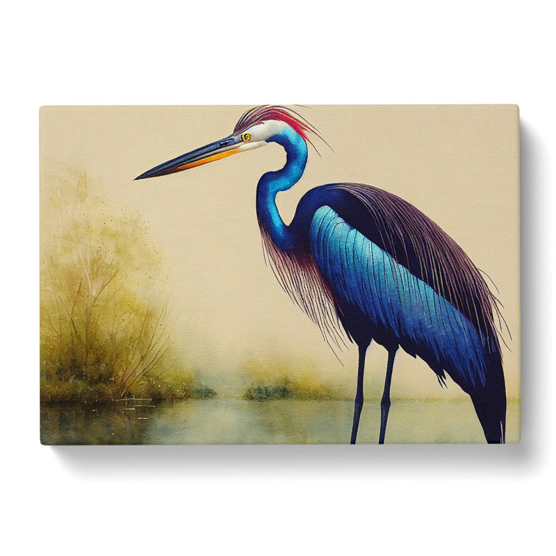 Watercolour Heron Bird Vol.1 - Wrapped Canvas, 35cm H x 50cm W x 3cm D