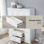 74 po H, 4 portes, 2 tiroirs avec tringles de suspension, garde-robe en bois blanc