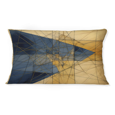 Coussin Minimalist Blue And Gold I - Abstract Shapes