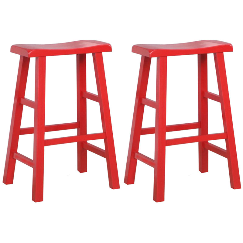 Tabouret de bar et de comptoir en bois massif massif Messer, 29 po, rouge (ensemble de 2), Rouge, 2