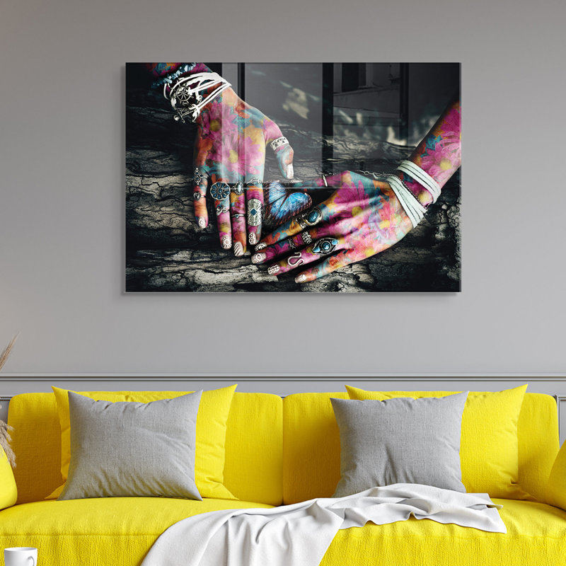 Superbe peinture murale en verre trempé 27,6 po x 39,4 po | 100% verre trempé, épaisseur: 0,16 pouce | Décoration élégante pour le salon ou le bureau, durable et facile à nettoyer, idée de cadeau parfaite