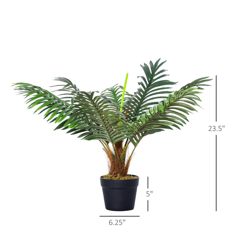 23.62'' Faux Palm Tree in Cement Pot