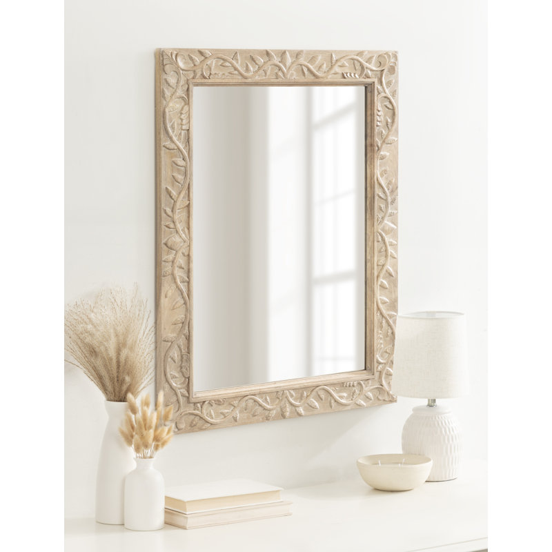 Moeko Solid Wood Rectangle Mirror, Natural