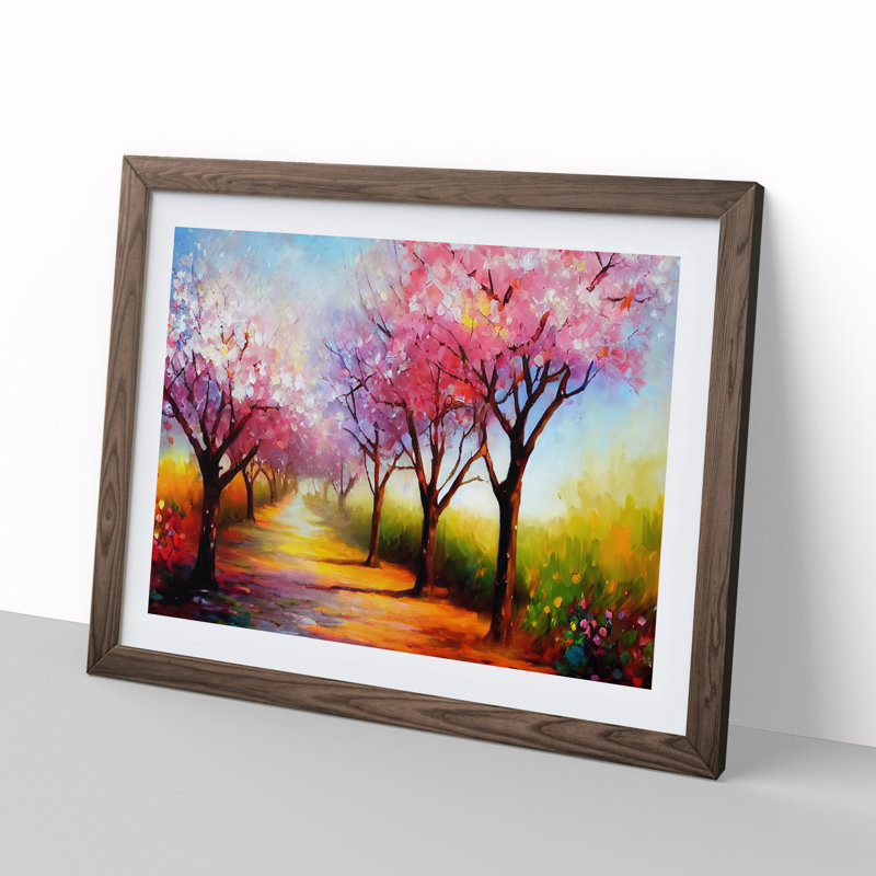 Cherry Blossom Tree Park Vol.7 - Framed Print, 34cm H x 46cm W x 2cm D, Walnut Framed
